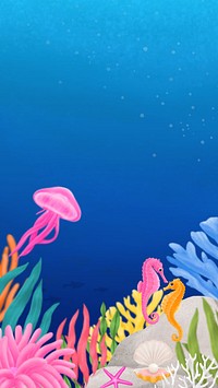 Coral reef, blue iPhone wallpaper background