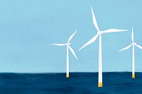 Offshore wind energy background, aesthetic paint illustration