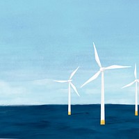 Offshore wind energy background, aesthetic paint illustration