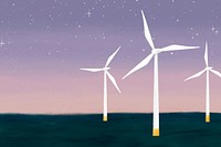Offshore wind power background, aesthetic paint illustration