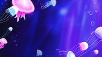 Neon jellyfish, purple desktop wallpaper background