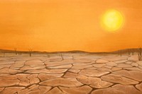 Drought, orange background, aesthetic paint illustration