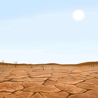 Drought & cracked soil background, aesthetic paint illustration