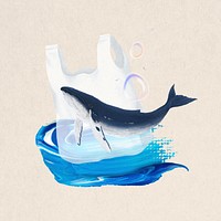 Ocean pollution, environment, cute hand drawn illustration