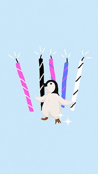 Birthday penguin iPhone wallpaper background