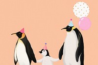 Party penguin family background, aesthetic paint illustration