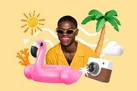 Tropical summer party, 3D collage remix design