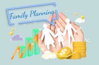 Family planning word element, 3D collage remix design