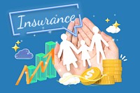 Family insurance word element, 3D collage remix design