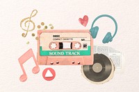 Retro music collage element, remix design