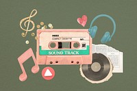 Retro music collage element, remix design