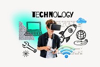 Technology word, VR education remix