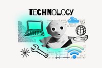 Technology word, AI robot remix