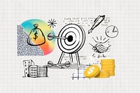 Target market, business finance doodle remix