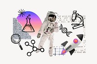 Floating astronaut, science doodle remix