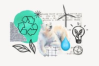 Polar bear, global warming, environment doodle remix