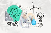 Polar bear, global warming, environment doodle remix