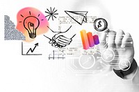 Business partnership strategy, doodle remix