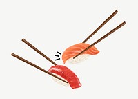 Salmon & tuna sushi, Asian food illustration