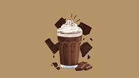 Iced chocolate milk desktop wallpaper, drink illustration