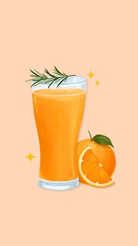 Healthy orange juice phone wallpaper, drink illustration