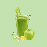 Celery & green apple juice, healthy drink illustration