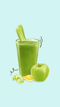 Celery apple juice phone wallpaper, drink illustration