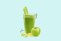 Celery & green apple juice, healthy drink illustration