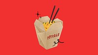 Chinese noodle takeaway desktop wallpaper, Asian food illustration