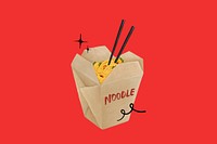 Chinese takeaway noodle, Asian food illustration