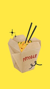 Chinese noodle takeaway phone wallpaper, Asian food illustration