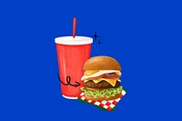 Cheeseburger and soda, fast food illustration