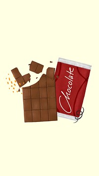 Chocolate bar mobile wallpaper, dessert illustration