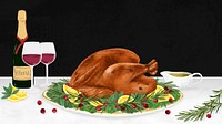Thanksgiving dinner turkey HD wallpaper, Christmas food illustration