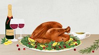 Thanksgiving dinner turkey HD wallpaper, Christmas food illustration