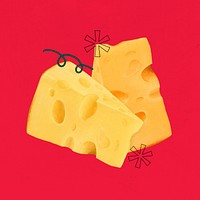 Alpine cheese, dairy food illustration