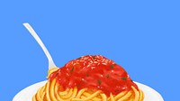 Delicious spaghetti computer wallpaper, blue border background