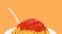 Delicious spaghetti computer wallpaper, orange border background