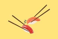 Salmon & tuna sushi background, Asian food illustration