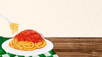 Delicious spaghetti computer wallpaper, beige border background