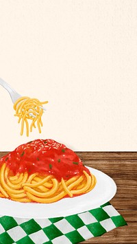 Delicious spaghetti mobile wallpaper, beige border background