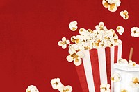 Popcorn movie snacks background, food illustration