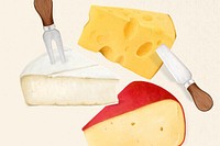 Cheese pieces background, dairy products illustration