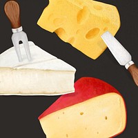 Cheese pieces background, dairy products illustration