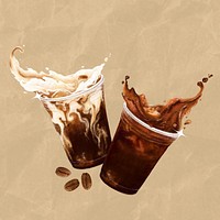 Iced coffee splash, morning beverage illustration