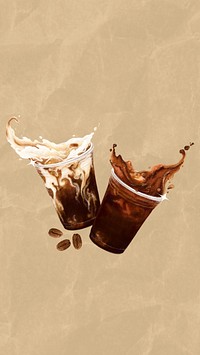 Fresh coffee splash iPhone wallpaper, morning drinks illustration