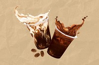 Iced coffee splash, morning beverage illustration