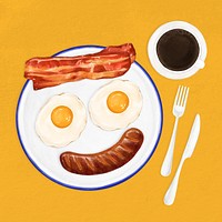 Smiling breakfast dish, food illustration