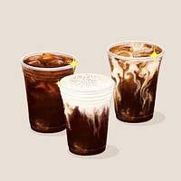 Iced coffee, morning beverage illustration