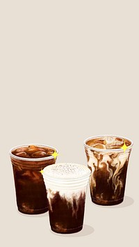 Freshly brewed coffee iPhone wallpaper, morning drinks illustration